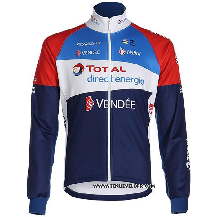 2020 Maillot Cyclisme Direct Energie Profond Bleu Rouge Manches Longues et Cuissard